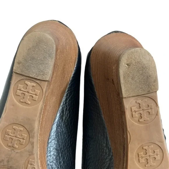 Tory Burch black leather wedge pumps 10